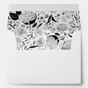 Black and White Floral Lined Return Address Envelopes