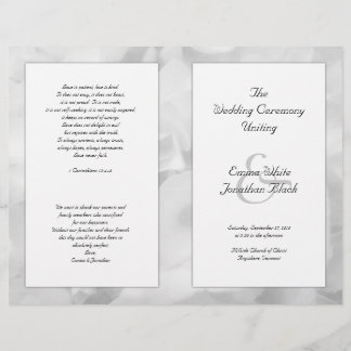 Black and White Floral Long Ceremony Program