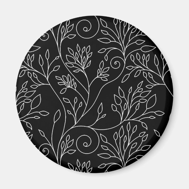 Black and white floral Magnet (Front)