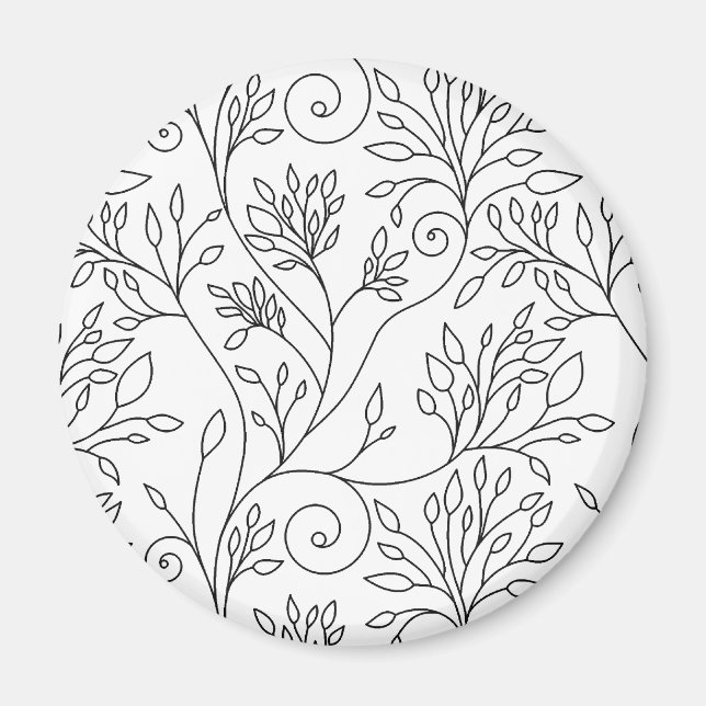 Black and white floral Magnet (Front)