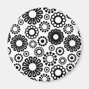 Black and white floral Magnet