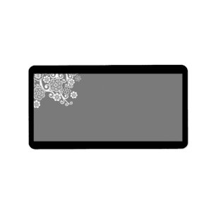 Black and White Floral Mailing Address Label