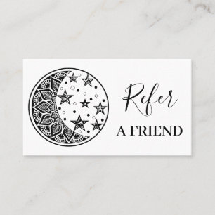 Black And White Floral Mandala Business Referral Card