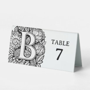 Black and White Floral Monogram B Editable Event