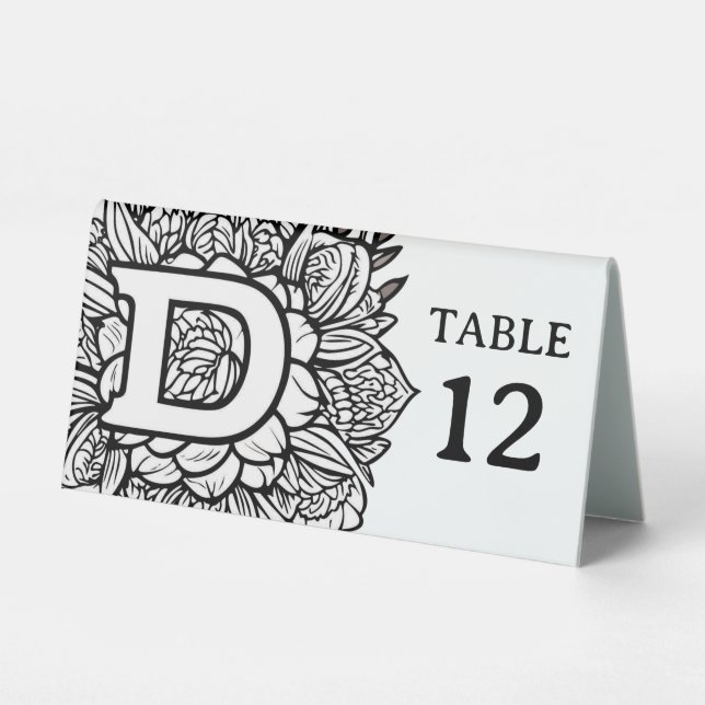 Black and White Floral Monogram Editable Event (Front)