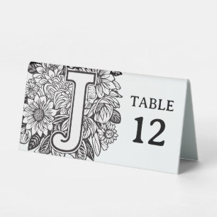 Black and White Floral Monogram J Editable Event