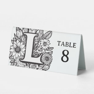 Black and White Floral Monogram L Editable Event