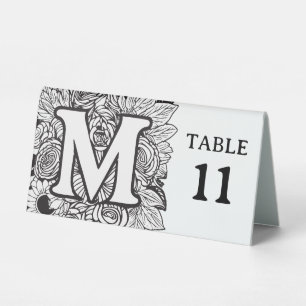 Black and White Floral Monogram M Editable Event