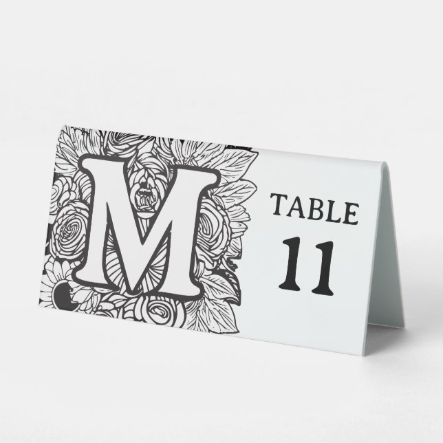 Black and White Floral Monogram M Editable Event (Front)