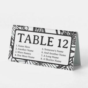 Black and White Floral Monogram "R" Seating Chart