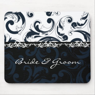 Black and White Floral Mouse Mat