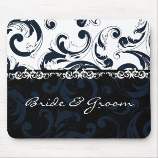 Black and White Floral Mouse Mat