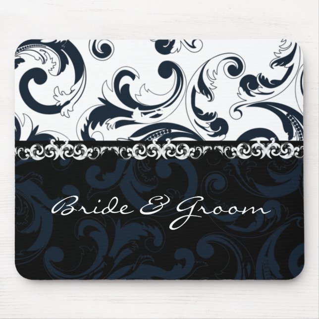 Black and White Floral Mouse Mat (Front)