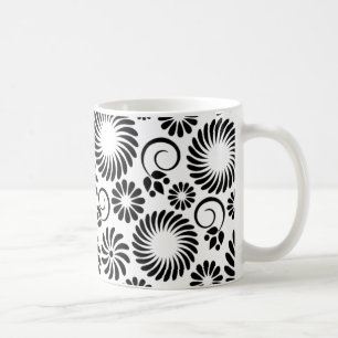 black and white floral mug
