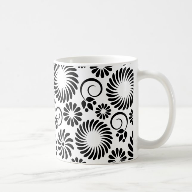 black and white floral mug (Right)