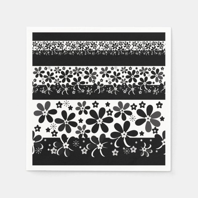 Black and white floral napkin (Front)