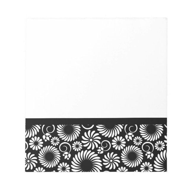 Black and white floral Notebook Notepad (Front)