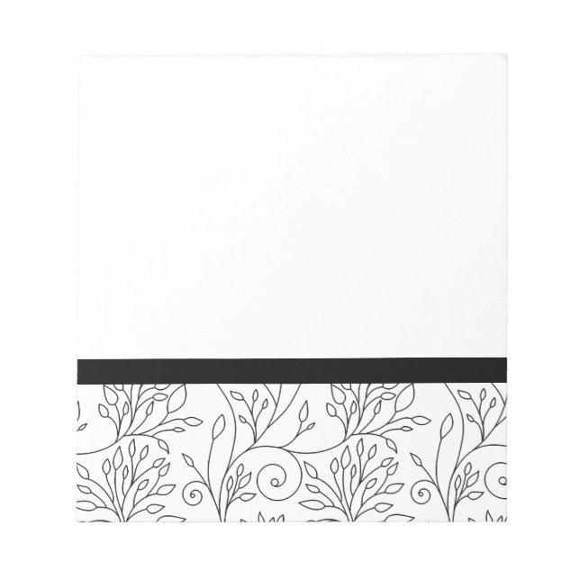Black and white floral Notebook Notepad (Front)