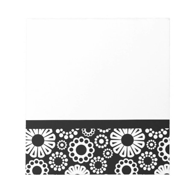 Black and white floral Notebook Notepad (Front)