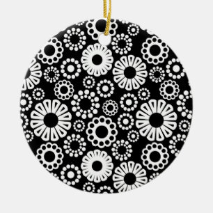 Black and white floral Ornament