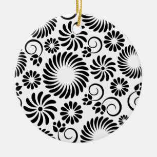 Black and white floral Ornament