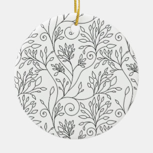 Black and white floral Ornament