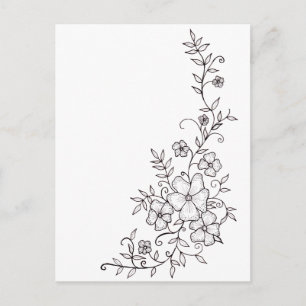 Black and White Floral Ornaments Postcard