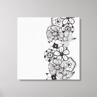 Black and White Floral Outline