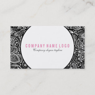 Black And White Floral Paisley Business Card