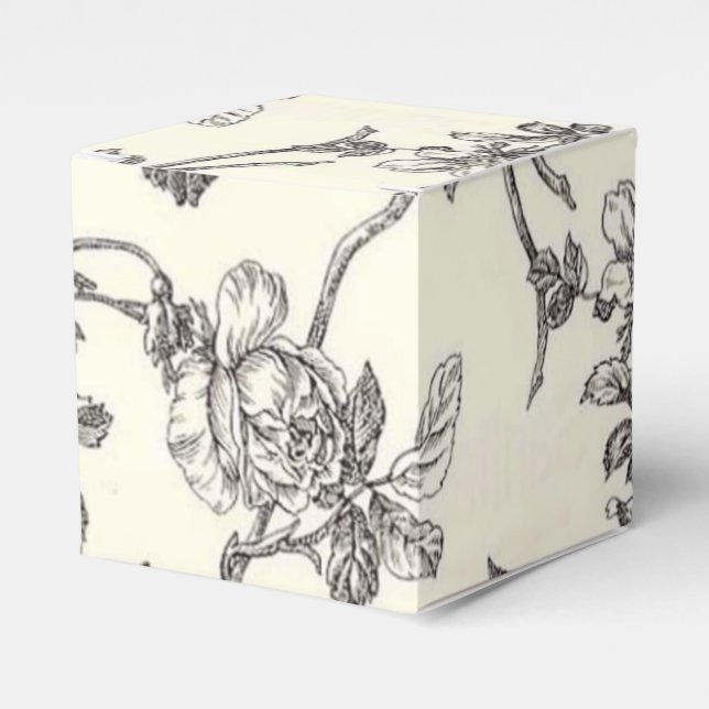 Black And White Floral Party Favour Box  (Front Side)