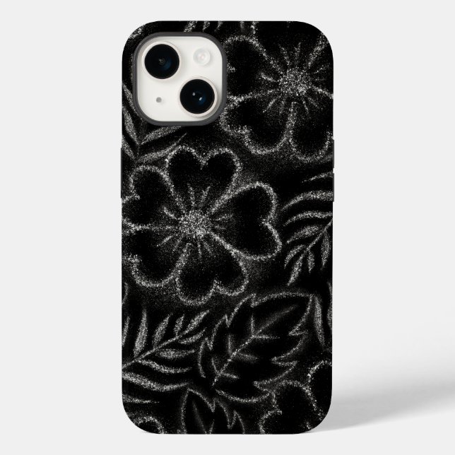 Black and White Floral Pattern Case-Mate iPhone Case (Back)