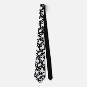 Black and White Floral Pattern Groomsmen Wedding  Tie