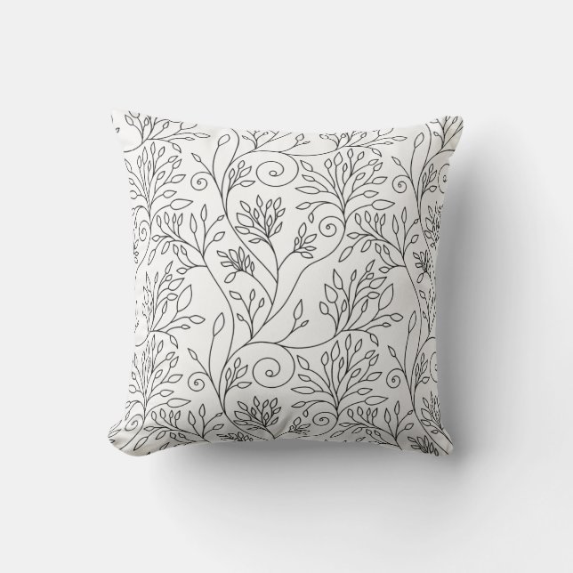 Black and white floral Pillow (Front)