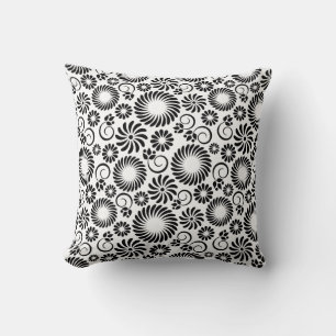 Black and white floral Pillow