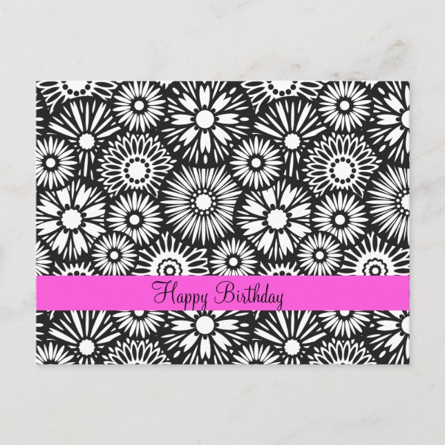 Black and white floral Postcard (Front)