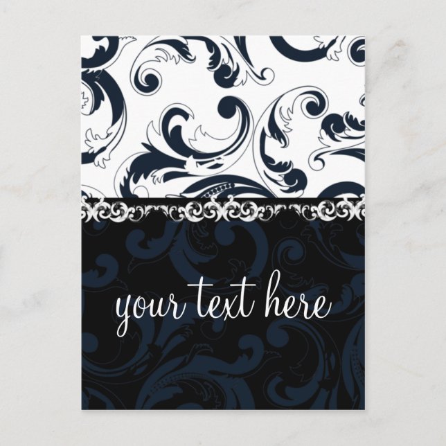 Black and White Floral Postcard (Front)