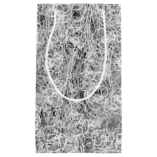 Black and White Floral Print 3 Gift Bag (Front)