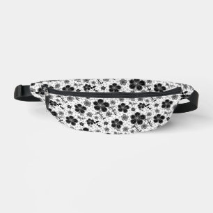 Black and White Floral Print Bum Bags