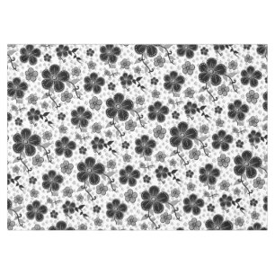 Black and White Floral Print Tablecloth