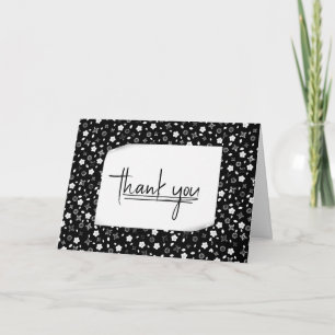 Black and White Floral Print Thank You Card