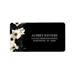 Black and White Floral Return Address Label
