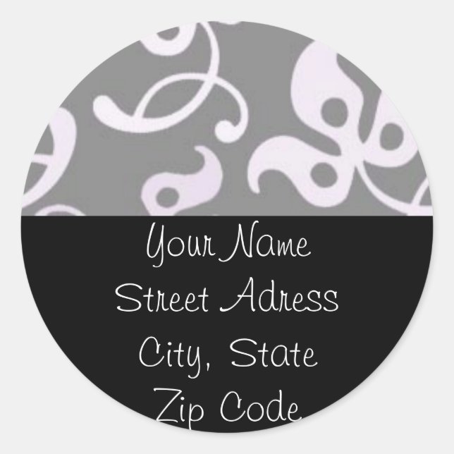 Black and White Floral Return Adress Sticker (Front)