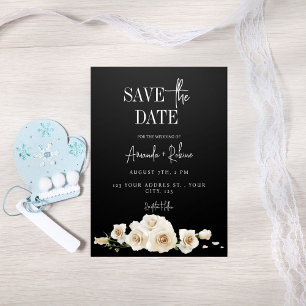 Black and White Floral Save the Date Invitation