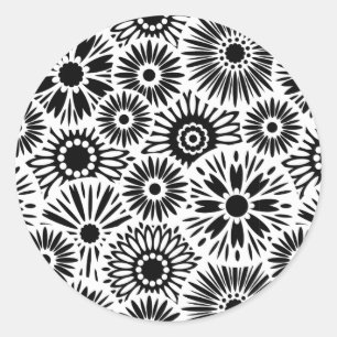 black and white floral Sticker