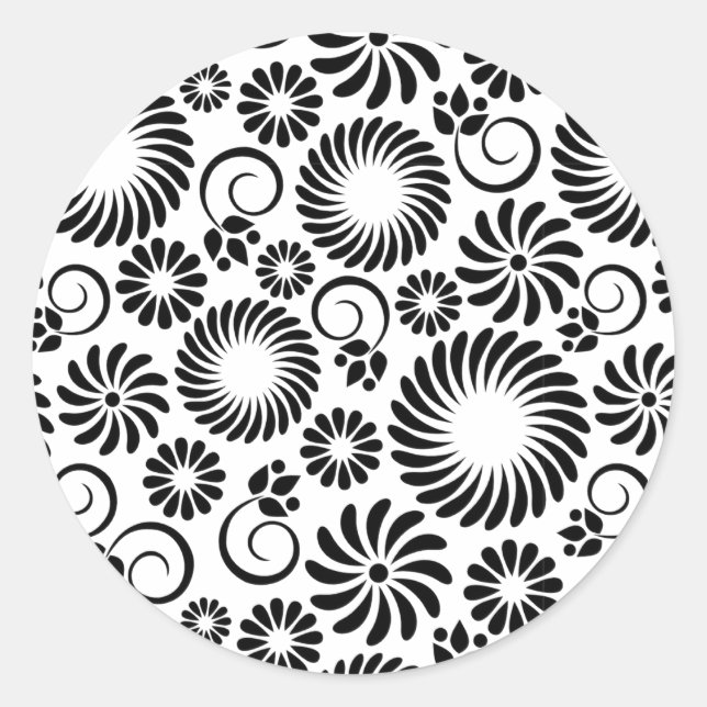 black and white floral Sticker (Front)