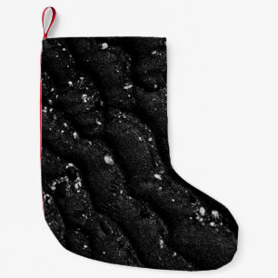 Black and white floral textile small christmas stocking