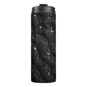 Black and white floral textile thermal tumbler