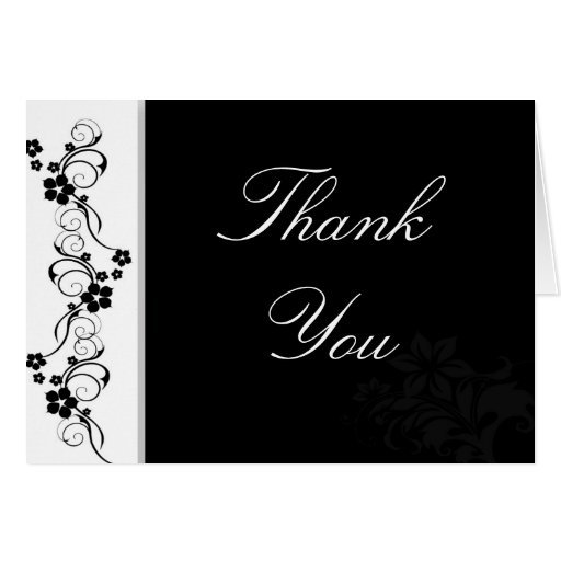 Black and White Floral Thank You Card | Zazzle