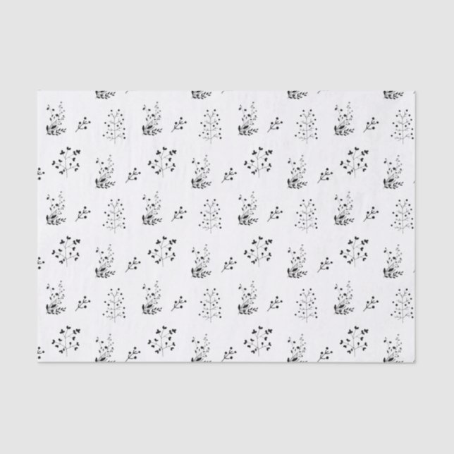 Black and White Floral Tissue Paper (Front)