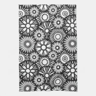 Black and white floral Towel